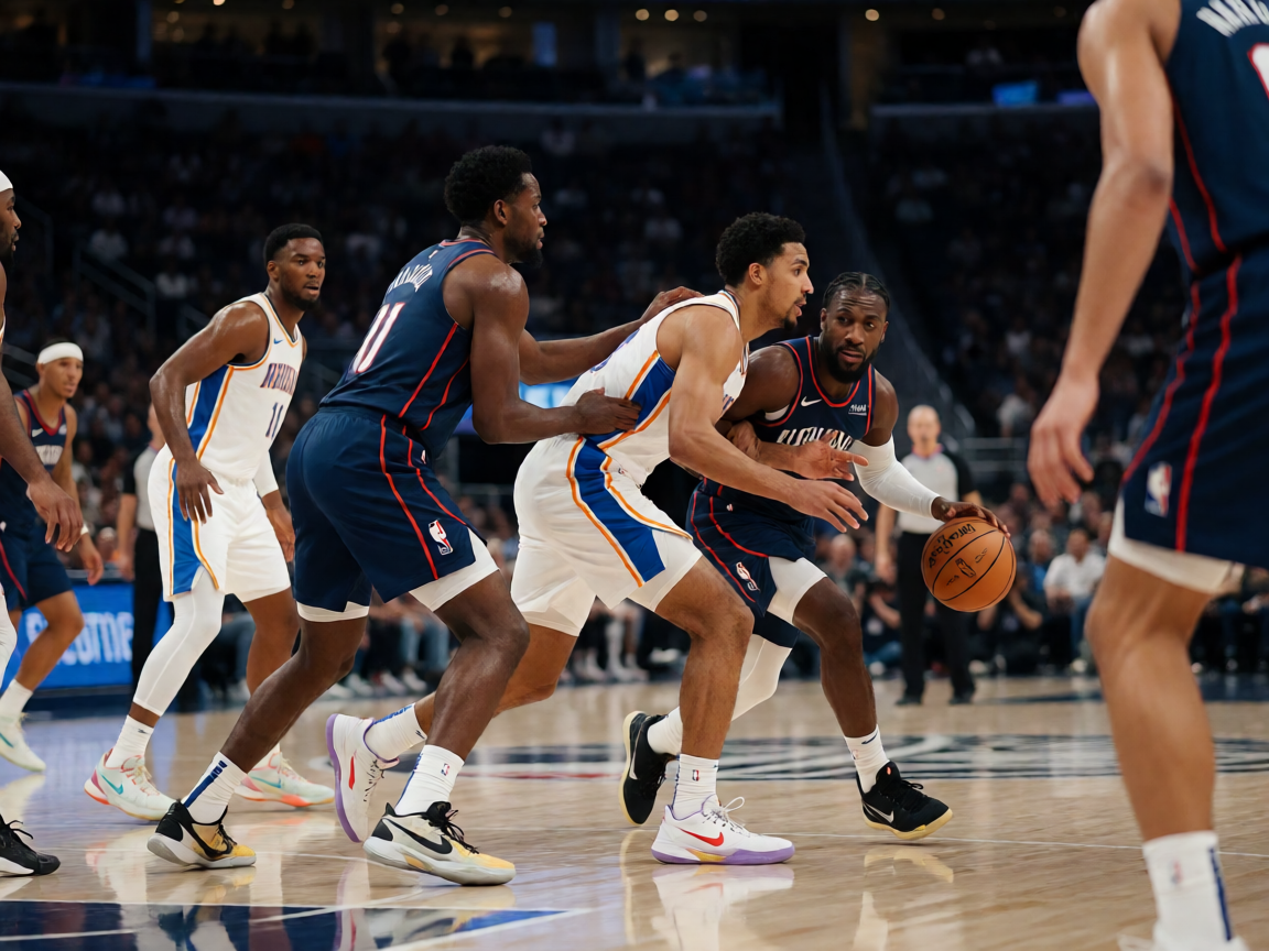 NBA篮球比赛现场激烈对抗画面